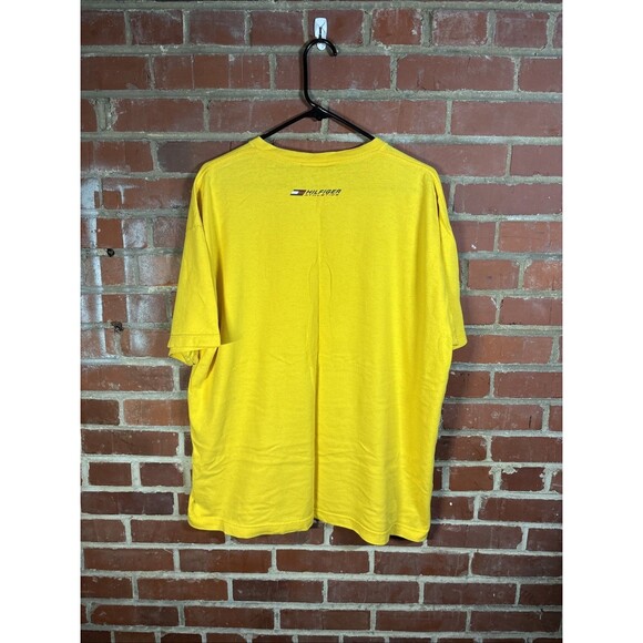 Vintage 90s Tommy Hilfiger Athletics Yellow Shirt USA Made Short Sleeve Adult XL - Picture 6 of 7